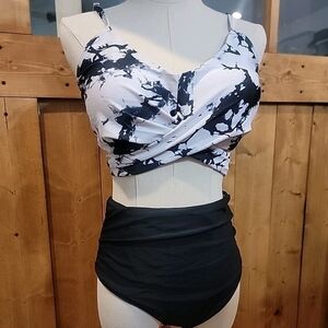 OMKAGI Women High Waisted Bandage Bikini Top Wrap Swimsuit